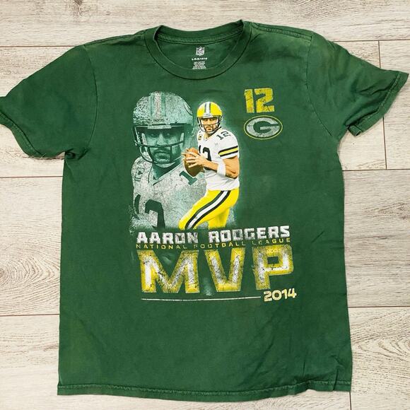 Green Bay Packers Aaron Rodgers Vtg 2014 Shirt Boys Size Large MVP NFL - Picture 1 of 6